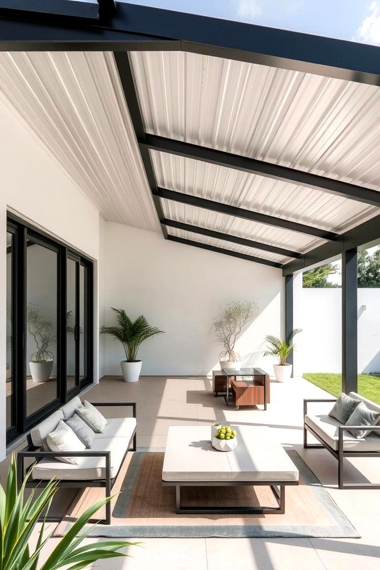 Modern Metal Roof Patio - 24 Covered Patio Ideas