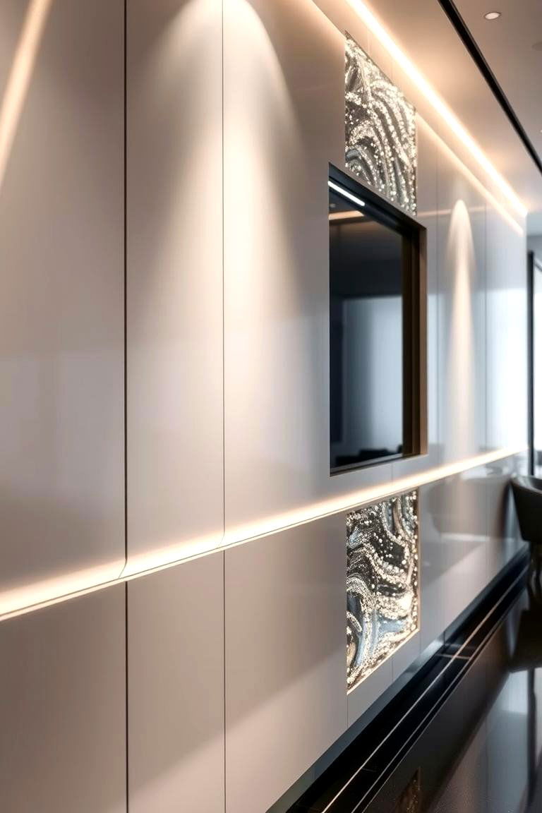 Modern Metallic Accents - 24 Tv Accent Wall Ideas
