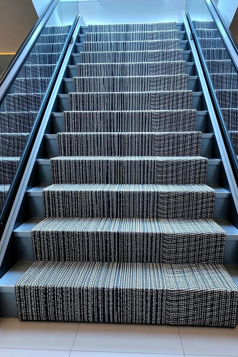 Modern Metallic Accents Runner - 24 Stair Runner Ideas