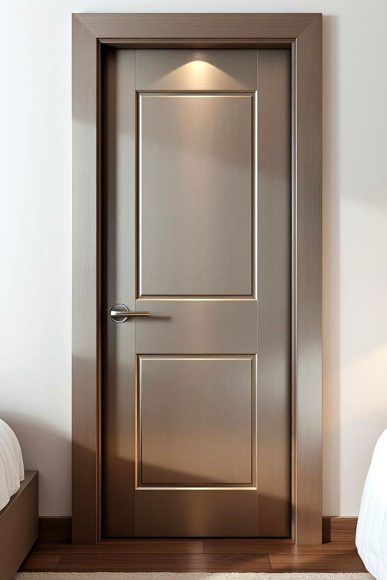 Modern Metallic Accents for a Sleek Finish - 24 Bedroom Door Decorating Ideas
