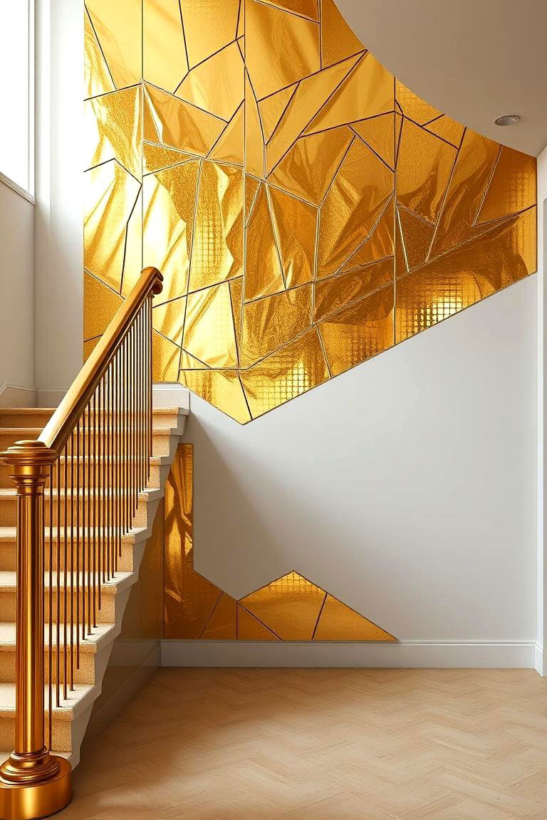 Modern Metallic Finishes - 24 Staircase Wall Ideas