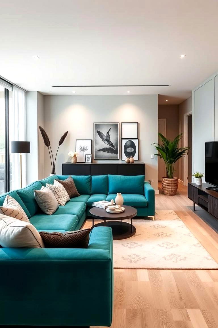 Modern Minimalism - 24 Teal Couch Living Room Ideas