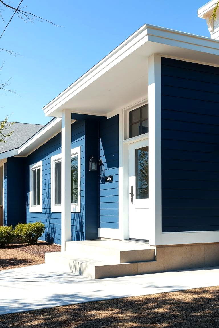 Modern Minimalism Elegance - 24 Blue House Siding With White Trim