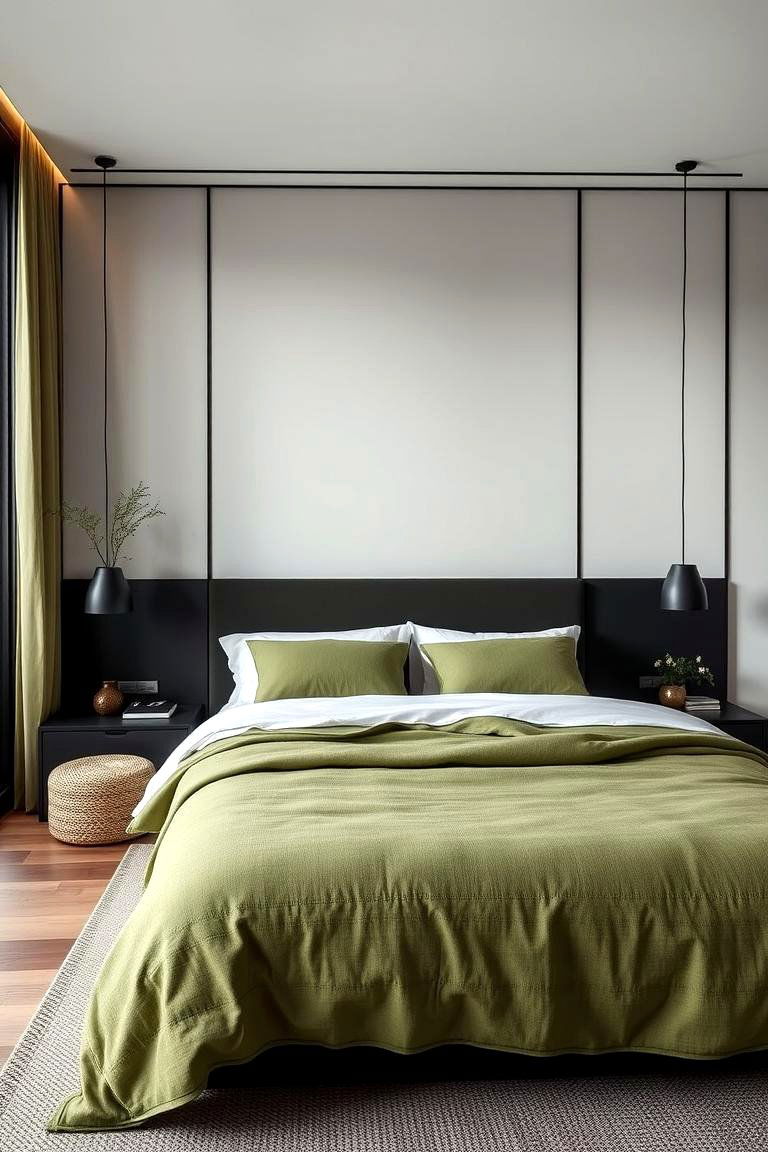 Modern Minimalism with Black and Green - 24 Black and Green Bedroom Design Ideas