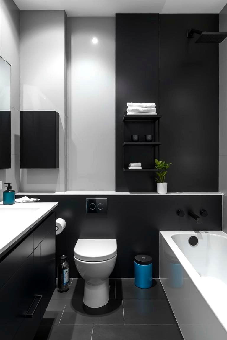 Modern Minimalism with a Perfect Balance - 24 black and blue bathroom ideas