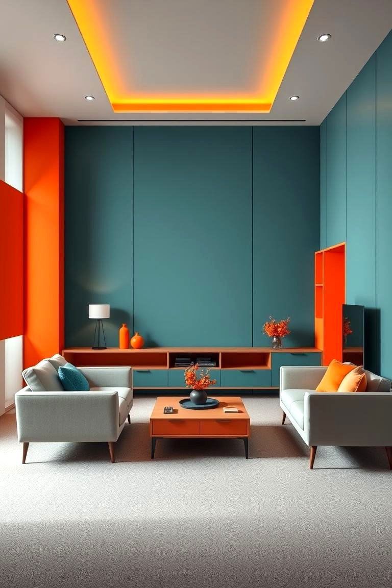 Modern Minimalist Approach - 24 Teal and Orange Color Scheme for Your Rooms