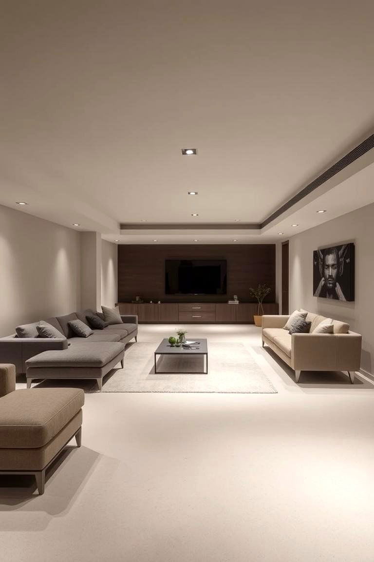 Modern Minimalist Basement - 24 basement decorating ideas