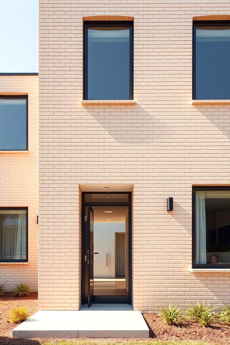 Modern Minimalist Beige Brick Accent - 24 Beige Brick Exterior Home Ideas