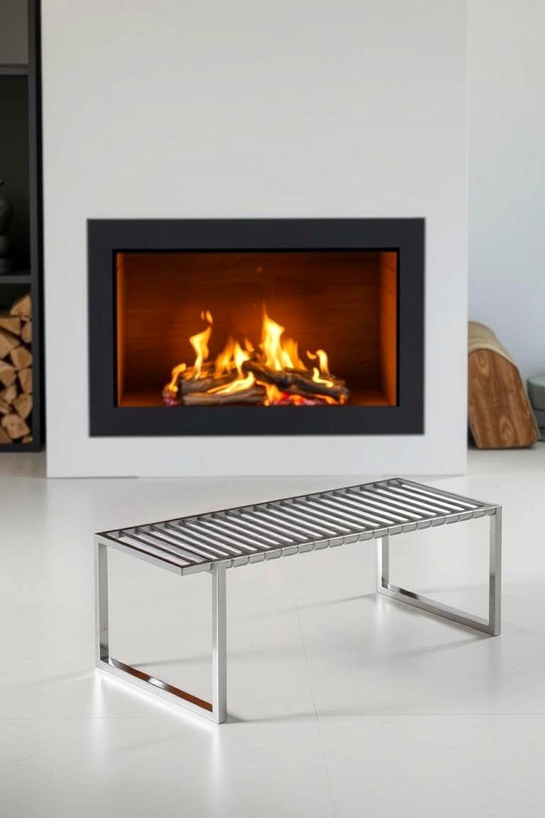 Modern Minimalist Bench - 24 Fireplace Bench Ideas