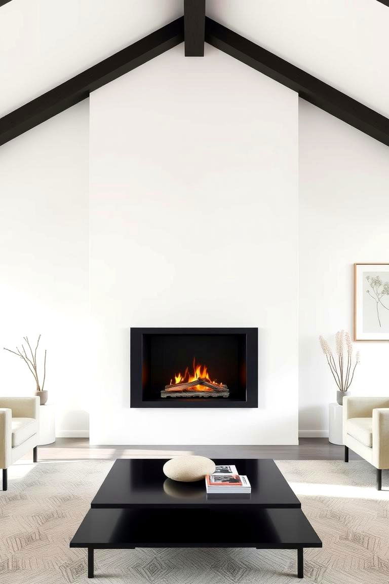 Modern Minimalist Black Fireplace - 24 Black Fireplace Ideas