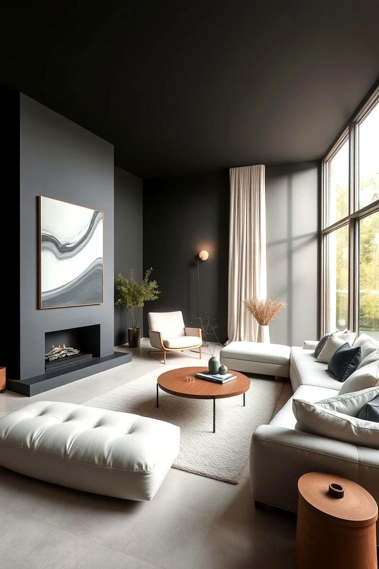 Modern Minimalist Black Living - 24 Black Room Ideas