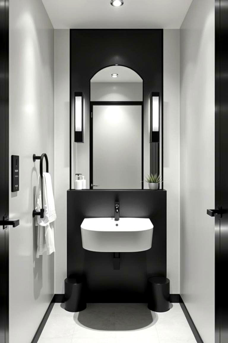 Modern Minimalist Black Powder Room - 24 black powder room ideas