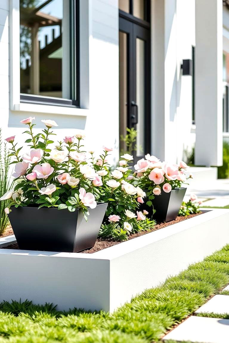 Modern Minimalist Blooms - 24 Front Yard Flower Bed Ideas
