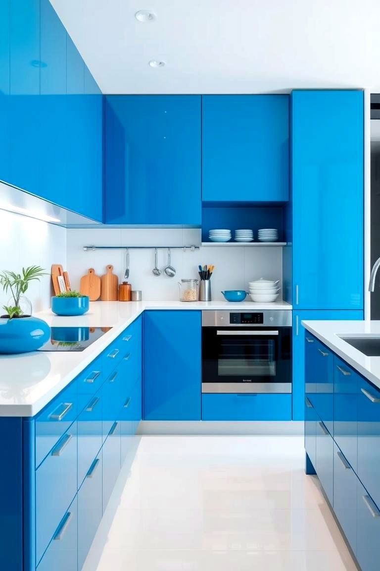 Modern Minimalist Blue Kitchen - 24 Blue and White Kitchen Ideas