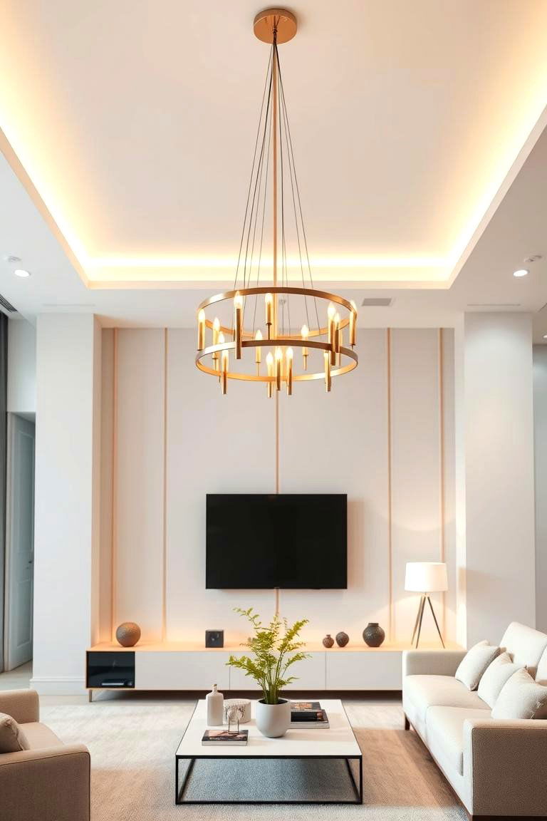 Modern Minimalist Chandelier - 24 Living Room Ceiling Lighting Ideas