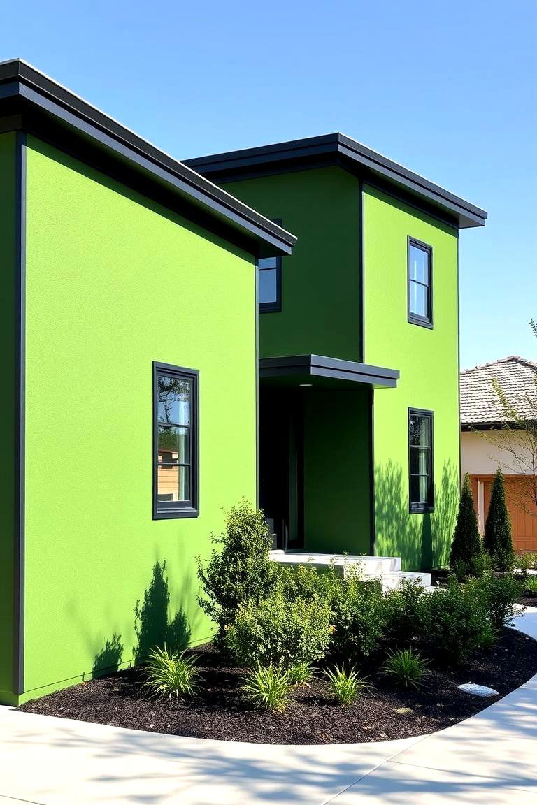 Modern Minimalist Charm - 24 Green House Exterior With Black Trim