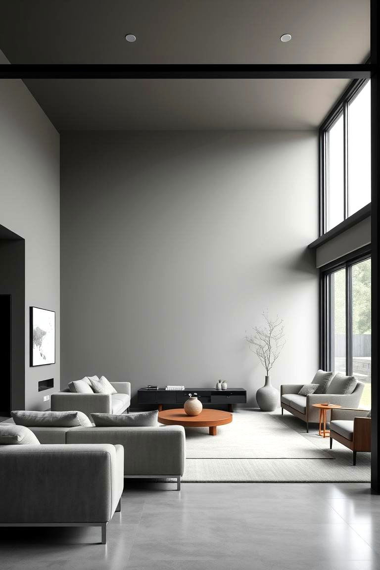 Modern Minimalist Charm - 24 Living Room With Grey Walls and Black Trim