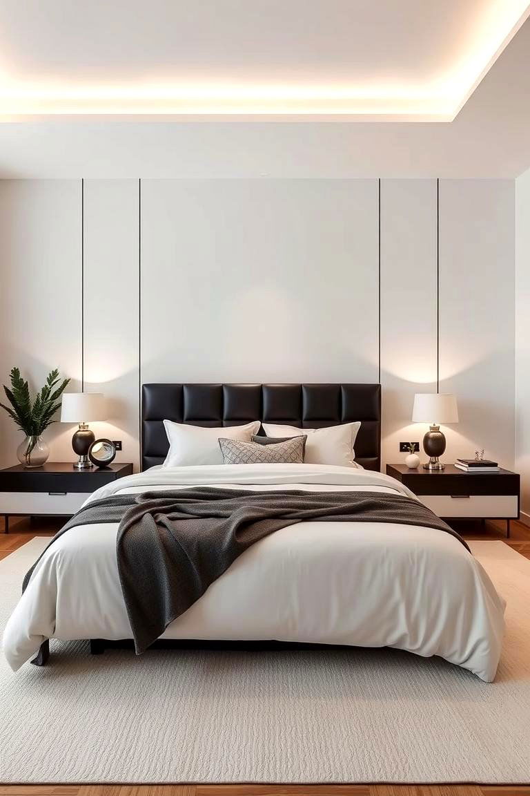 Modern Minimalist Charm - 24 Black Headboard Bedroom Ideas