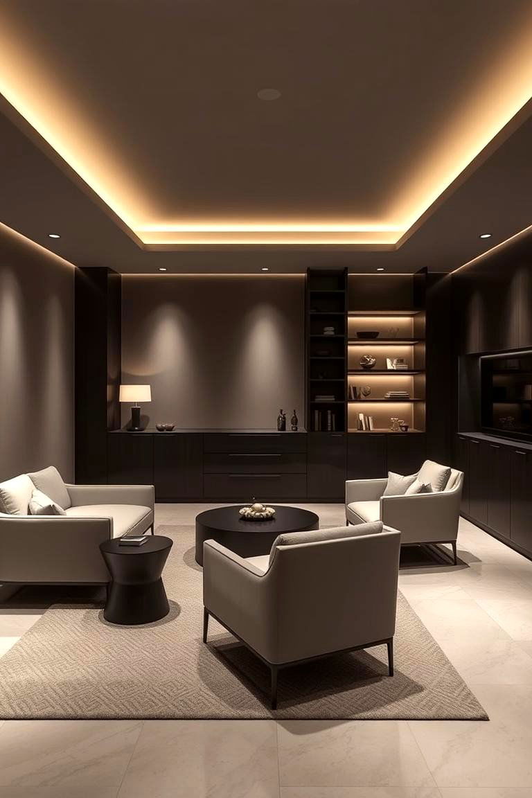 Modern Minimalist Cigar Den - 24 Cigar Room Ideas