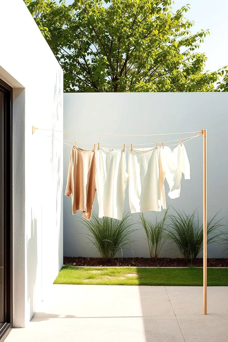Modern Minimalist Clothesline - 24 Outdoor Clothesline Ideas