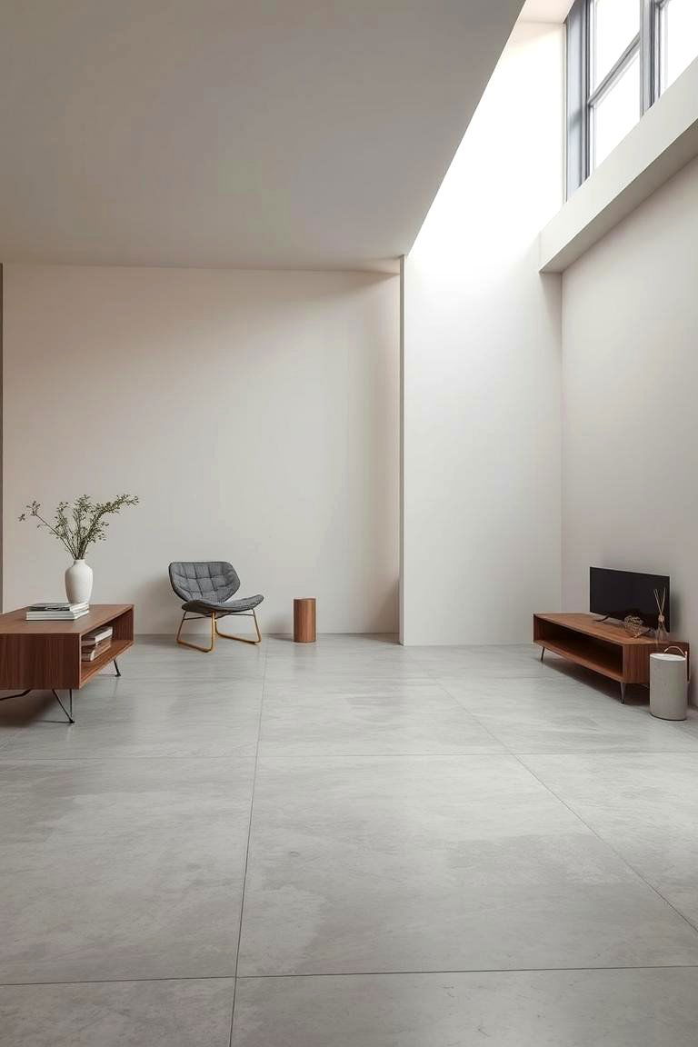 Modern Minimalist Concrete Design - 24 Concrete Floor Living Room Ideas