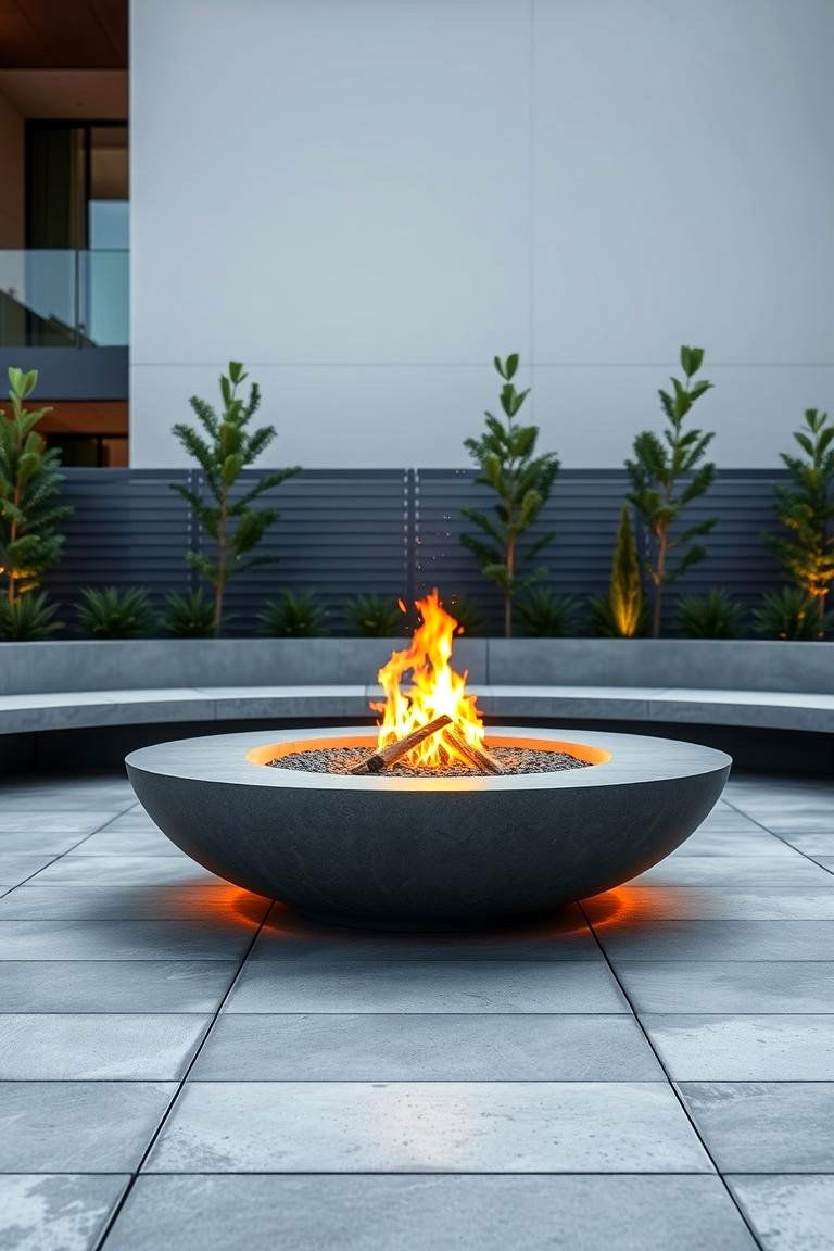 Modern Minimalist Concrete Fire Pit - 24 Concrete Paver Patio Fire Pit Ideas