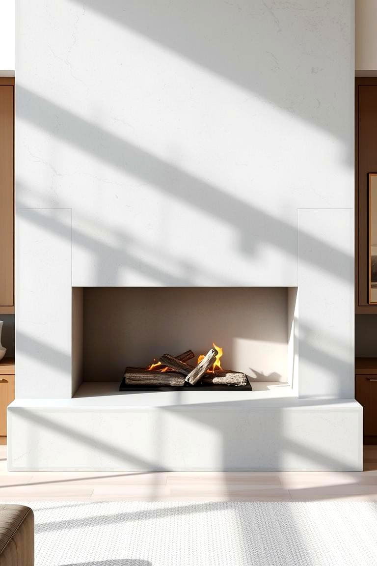 Modern Minimalist Concrete Fireplace - 24 Concrete Fireplace Ideas