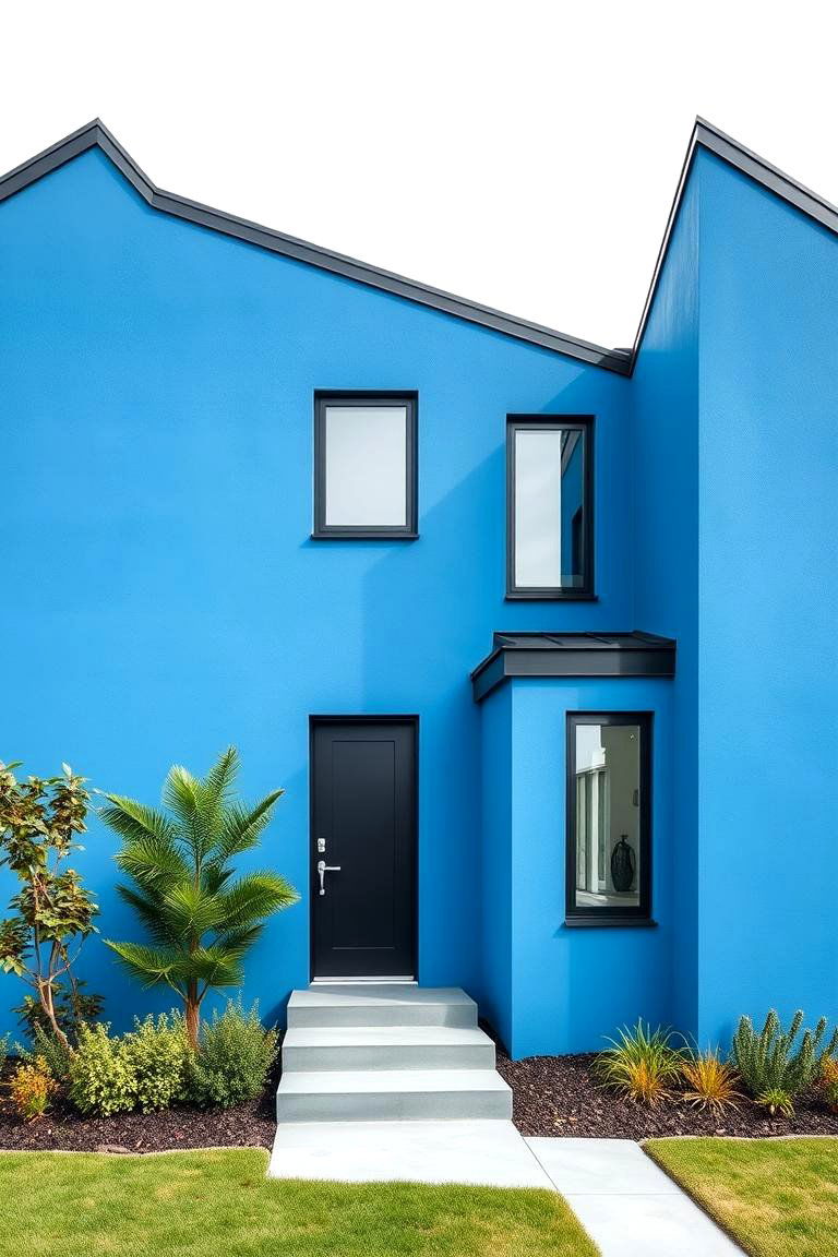 Modern Minimalist Contrast - 24 Blue House With Black Trim Ideas