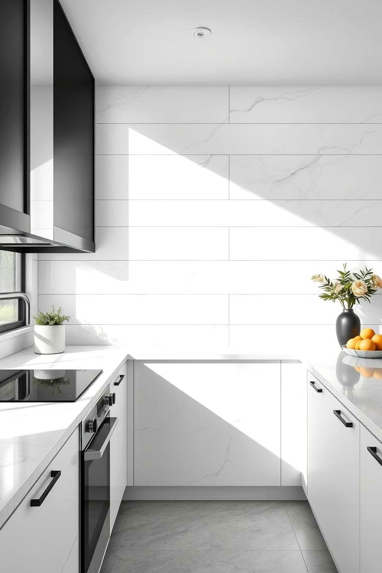 Modern Minimalist Contrast - 24 Black and White Kitchen Backsplash Ideas