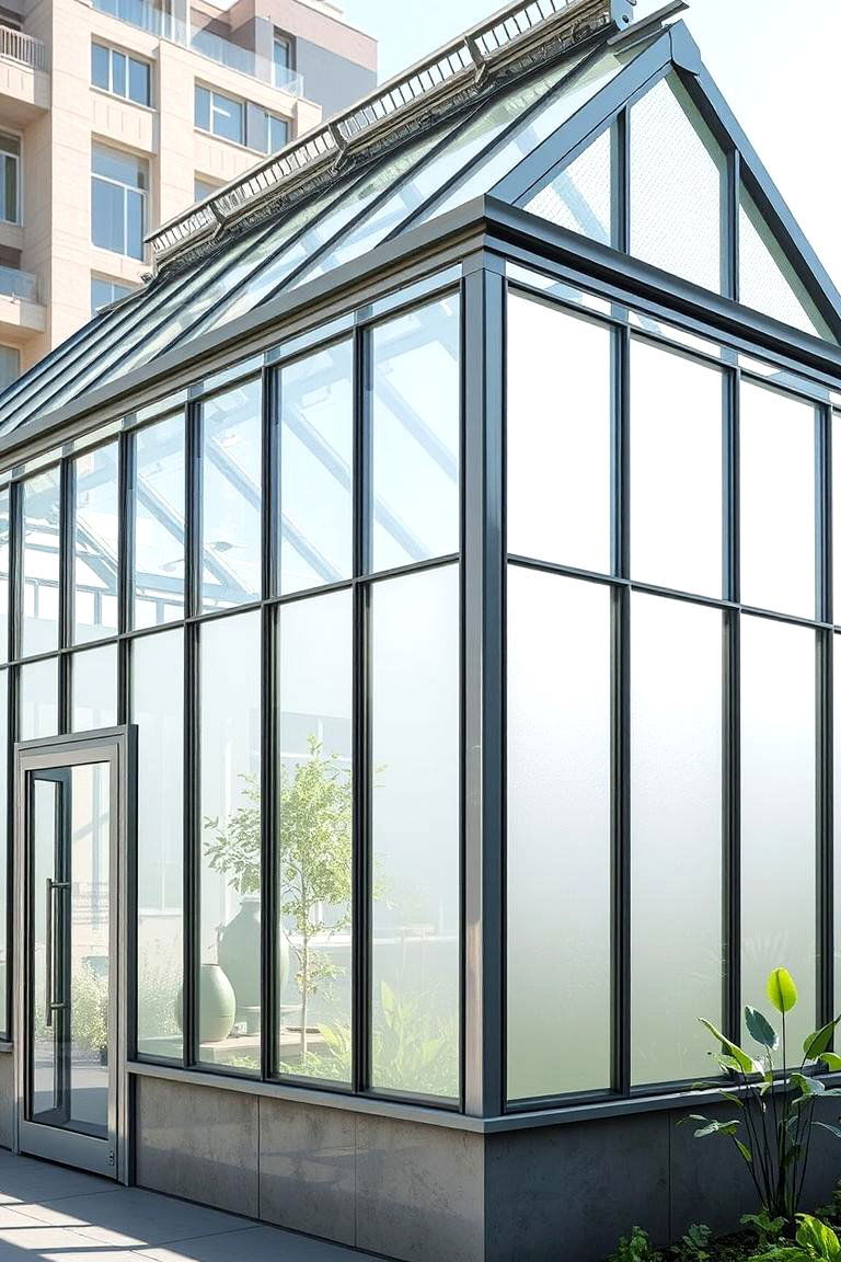 Modern Minimalist Corner Greenhouse - 24 Corner Greenhouse Ideas