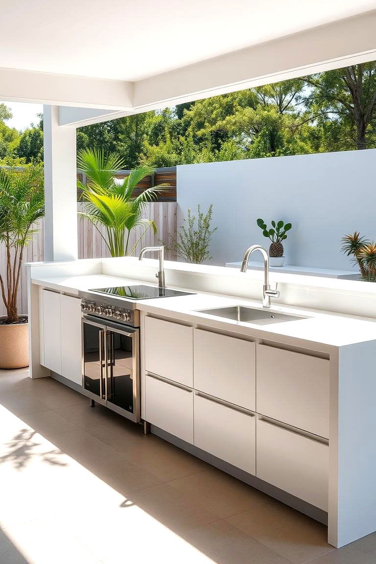 Modern Minimalist Countertops - 24 Types of Outdoor Kitchen Countertops