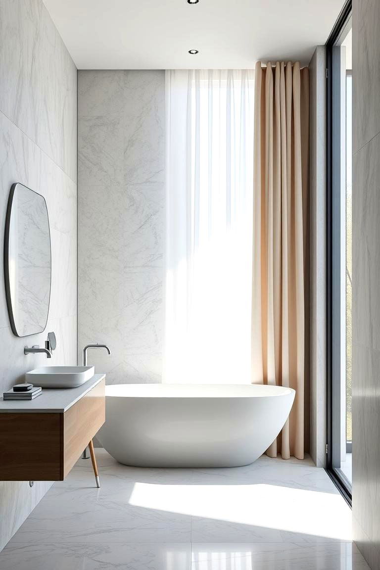 Modern Minimalist Curtain - 24 bathroom curtain ideas
