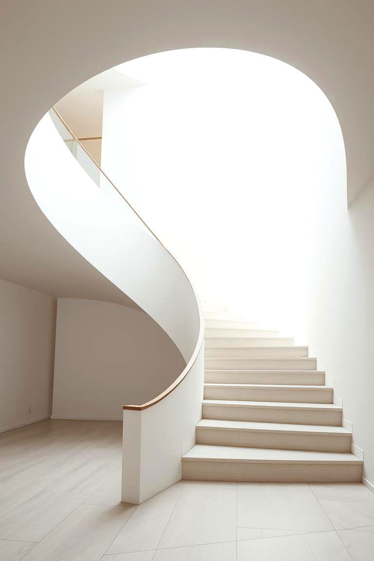Modern Minimalist Curved Staircase - 24 Curved Staircase Ideas