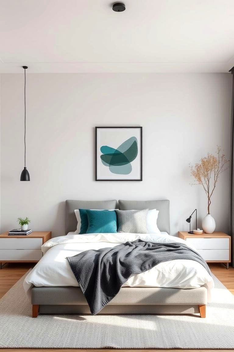 Modern Minimalist Decor - 24 Teal and Grey Bedroom Ideas