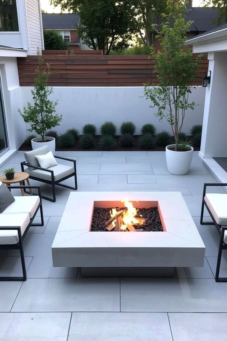 Modern Minimalist Design - 24 Patio Ideas With Firepit