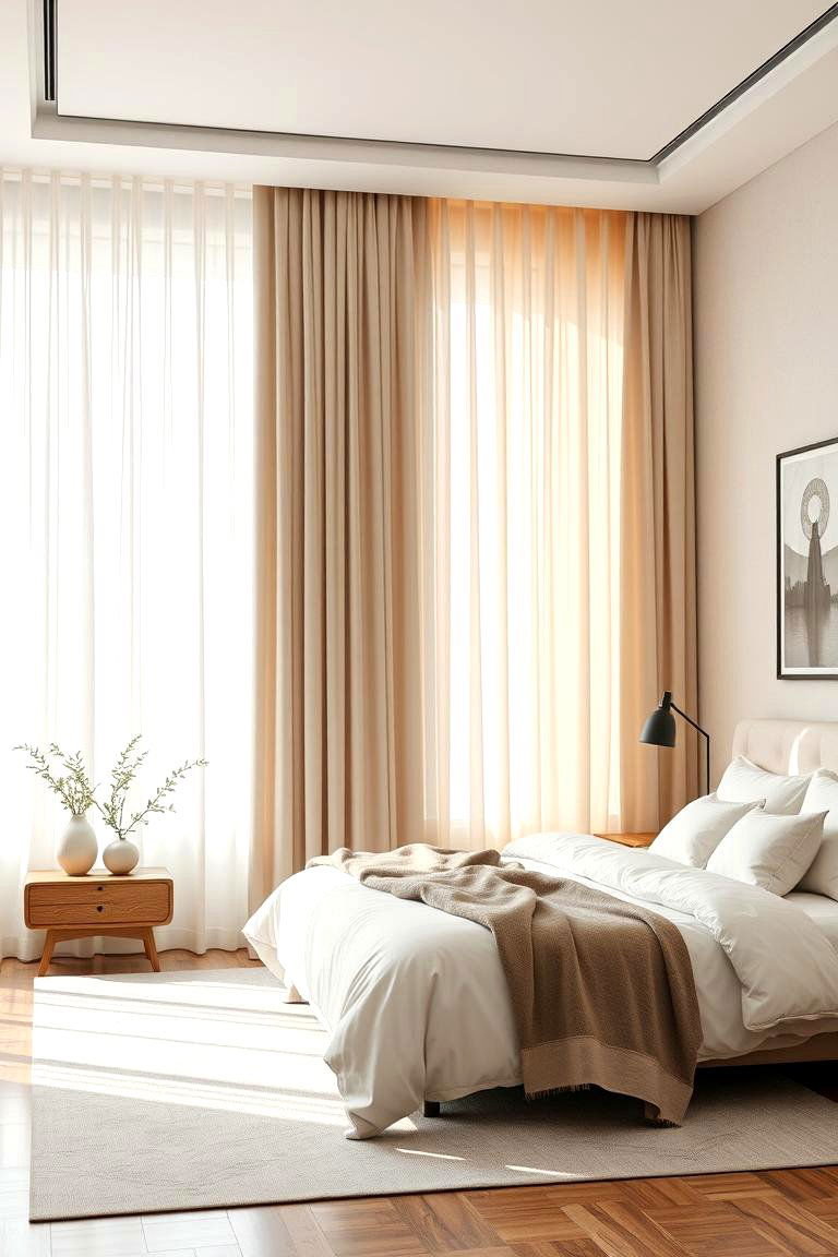 Modern Minimalist Drapes - 24 Bedroom Curtain Ideas