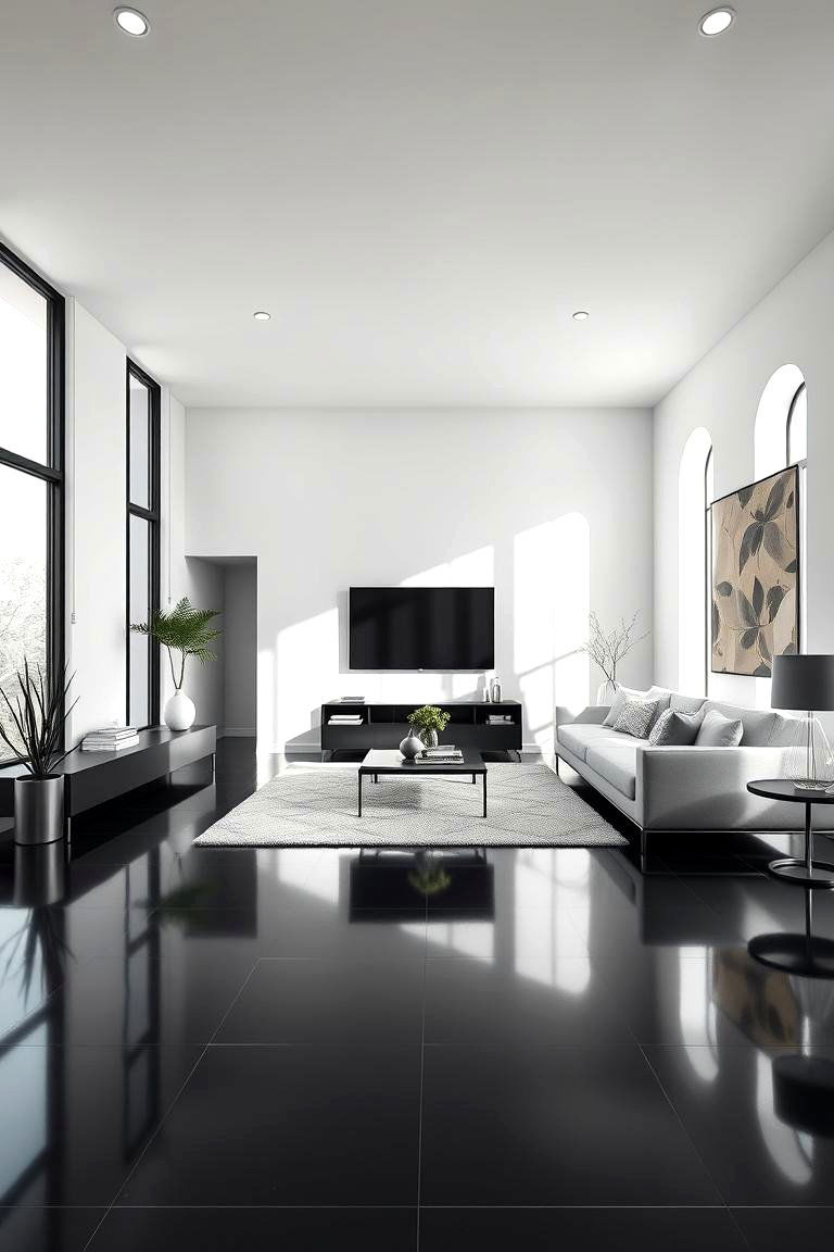 Modern Minimalist Elegance - 24 Black Floor Living Room Ideas