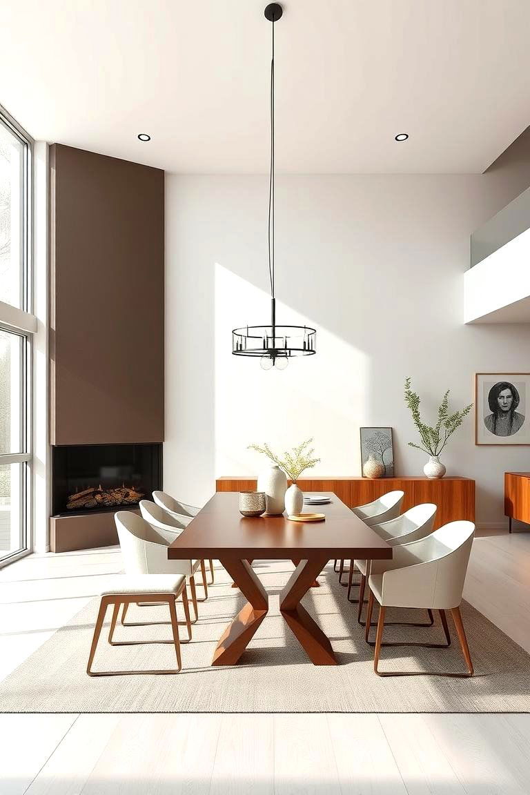 Modern Minimalist Elegance - 24 Dining Room With Fireplace Ideas