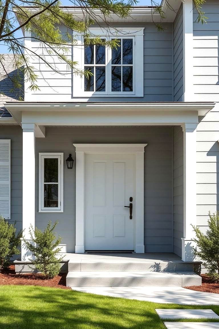 Modern Minimalist Exterior - 24 Light Grey House With White Trim Design Ideas