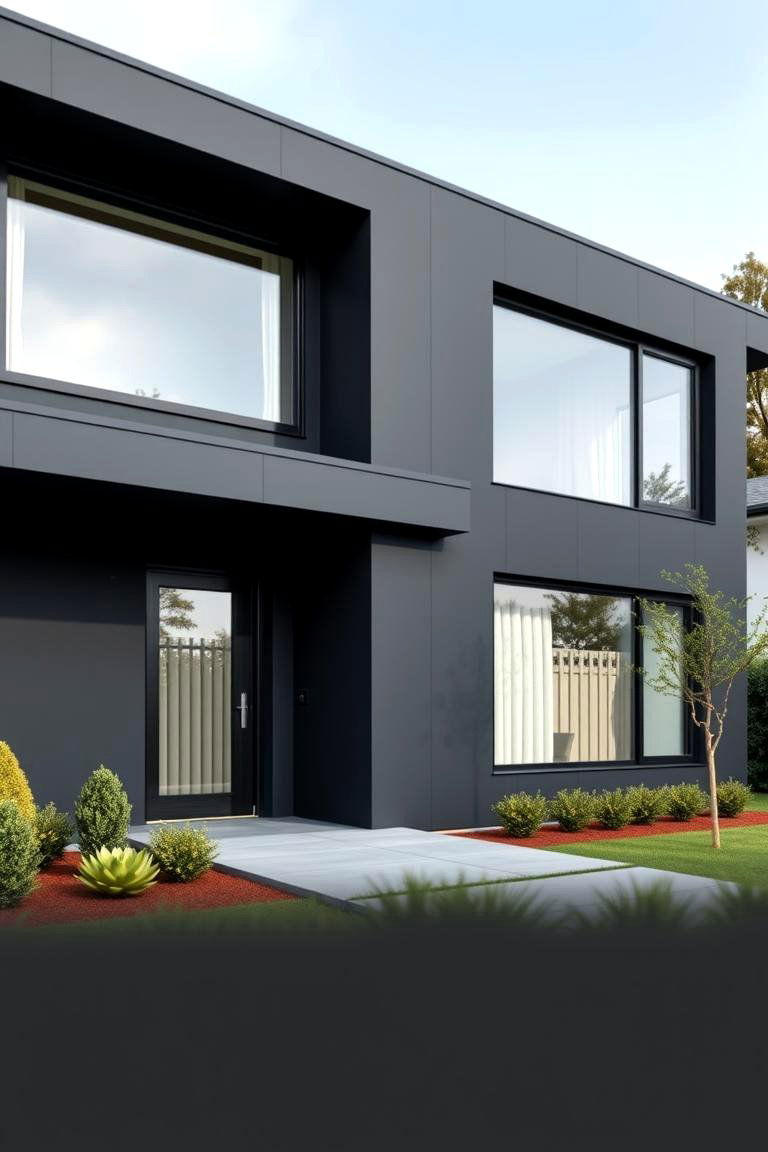 Modern Minimalist Facade - 24 Dark Grey House Exterior Ideas