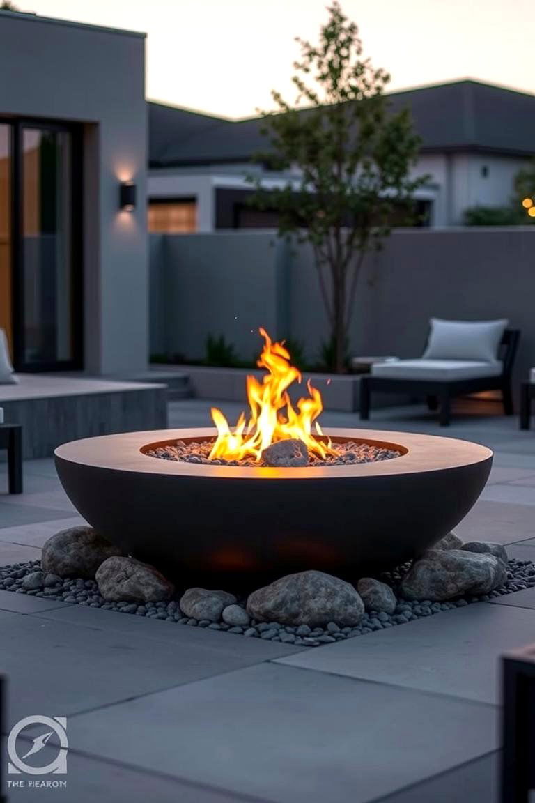 Modern Minimalist Fire Pit - 24 Boulder Fire Pit Ideas