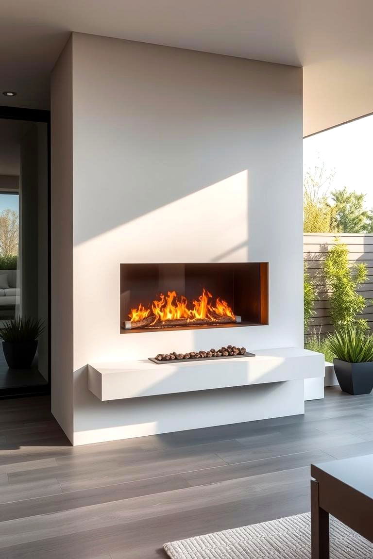 Modern Minimalist Fireplace Elegance - 24 Outdoor Corner Fireplace Ideas