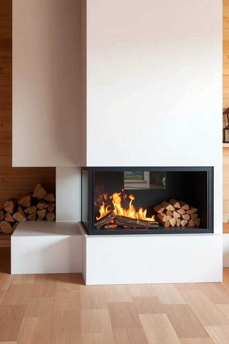 Modern Minimalist Fireplace - 24 Cabin Fireplace Ideas