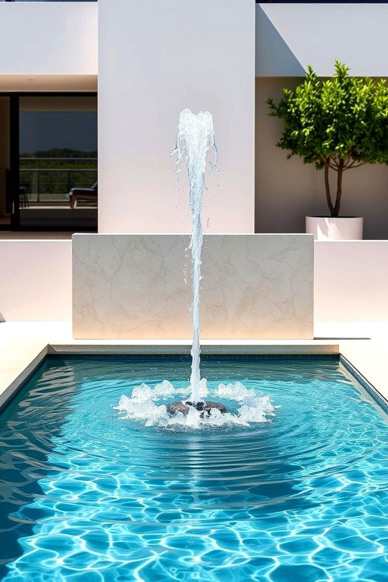 Modern Minimalist Fountain - 24 Pool Fountain Ideas