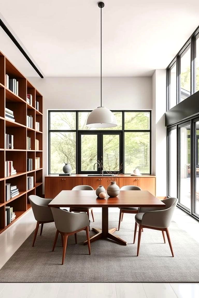 Modern Minimalist Fusion - 24 Library Dining Room Combo Ideas