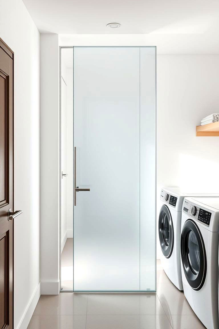 Modern Minimalist Glass Door - 24 Laundry Room Door Ideas