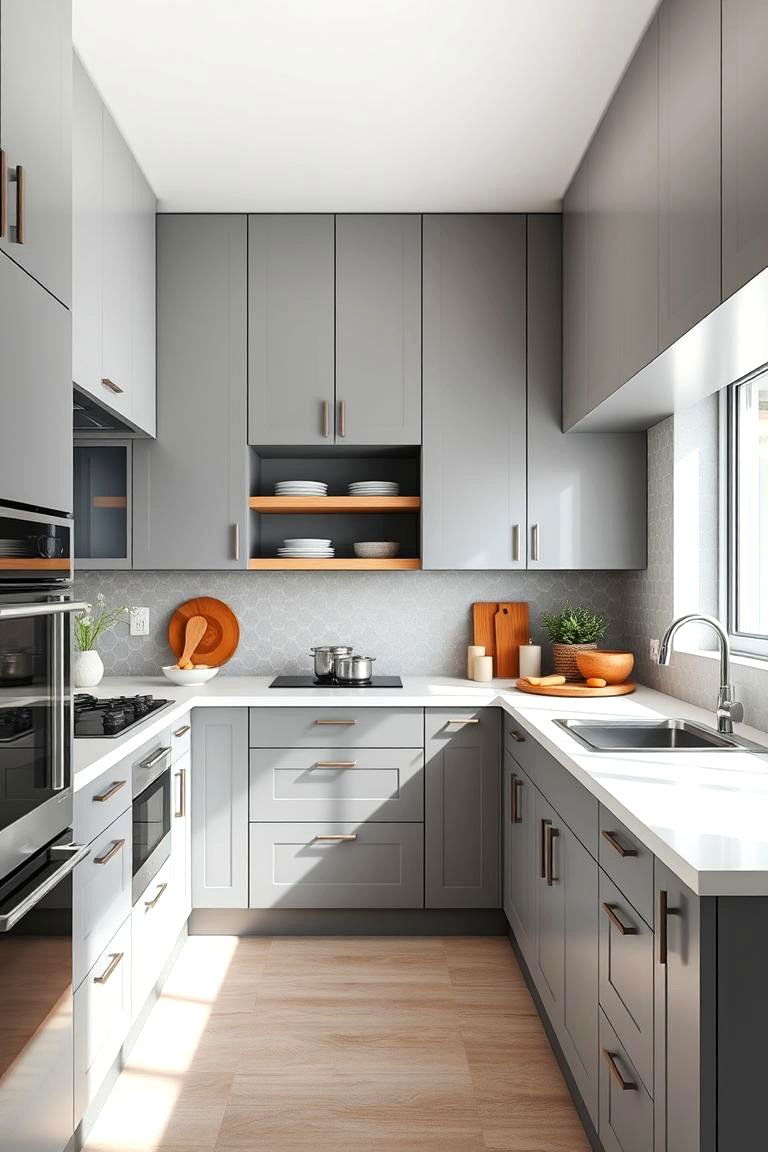 Modern Minimalist Gray Cabinets - 24 Gray and Black Kitchen Ideas