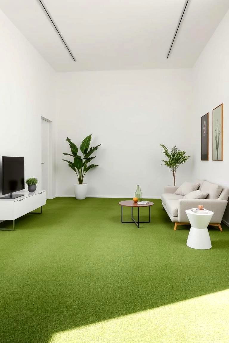 Modern Minimalist Green Carpet - 24 Green Carpet Living Room Ideas