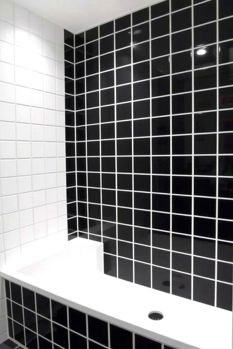 Modern Minimalist Grids - 24 Black and White Bathroom Tile Ideas