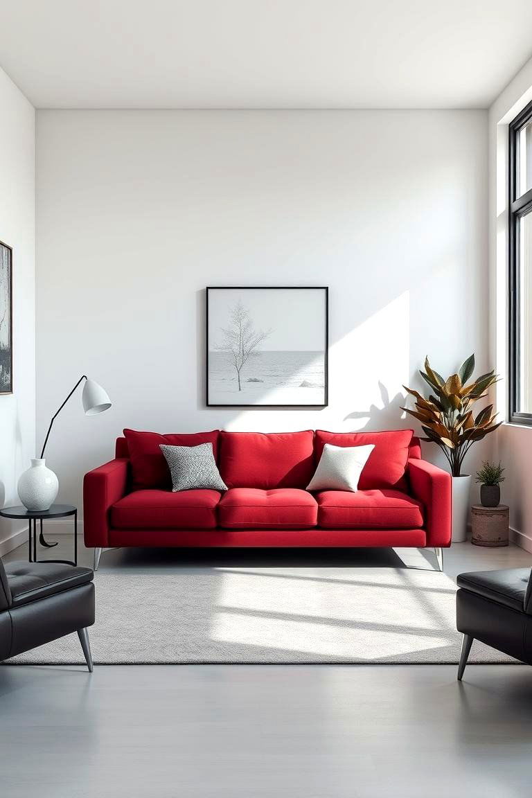 Modern Minimalist Harmony - 24 Burgundy Sofa Living Room Ideas